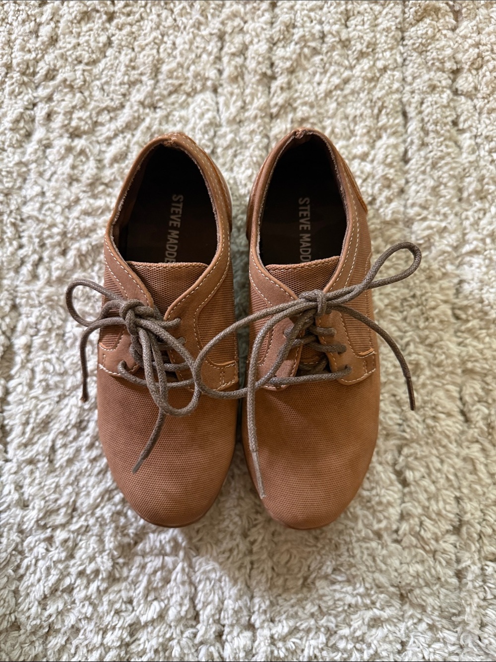 Steve Madden Tan-Brown Canvas Lace-Up Oxfords